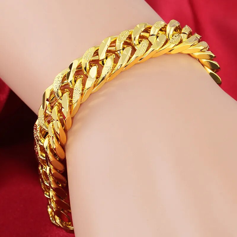 9MM 24K Pure Gold Color Bracelets for Men Best Price in Men Jewerly - 2023