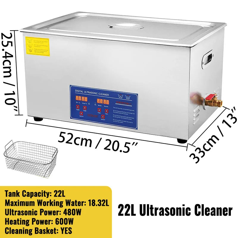 VEVOR 1.3L 2L 3L 6L 10L 15L 22L 30L Ultrasonic Cleaner Lave-Dishes Portable Washing Machine Diswasher Ultrasound Home Appliances