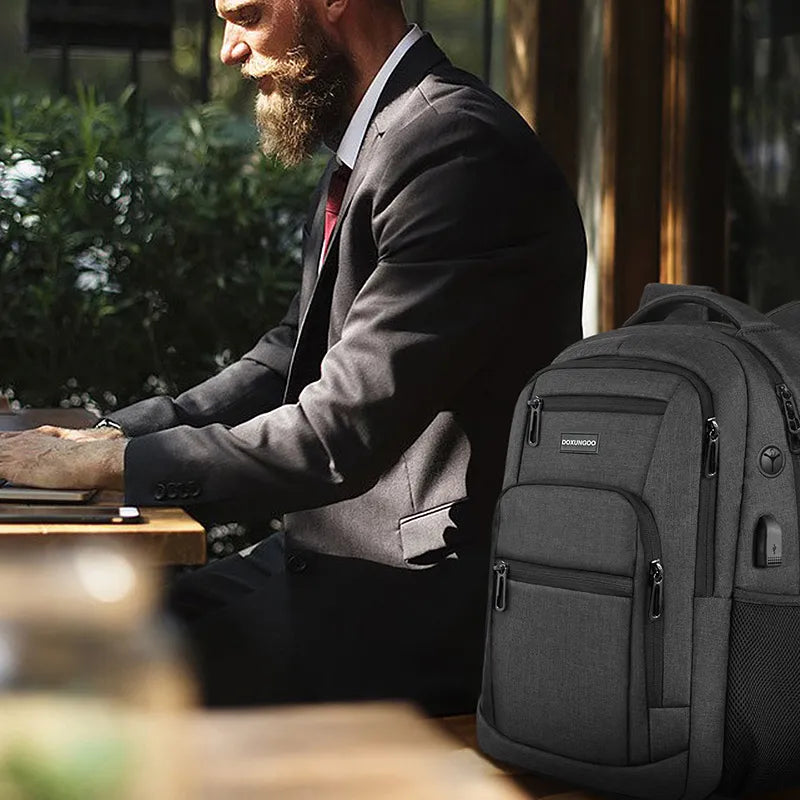 DOXUNGOO Backpack Large Capacity Multi-Pocket 2023 with USB and Headphone Jack for Men Best Price in Men Jewerly - 2023