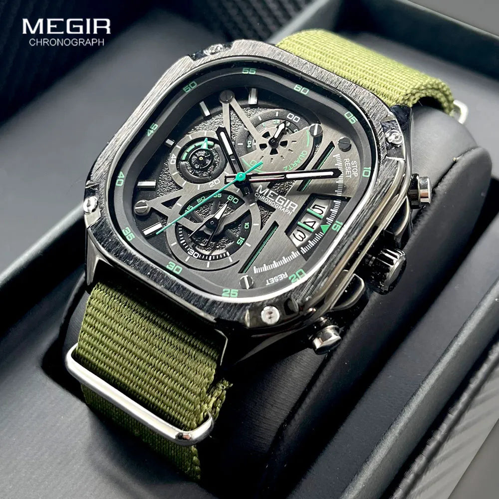 MEGIR Black Quartz Watch with Chronograph for Men Best Price in Men Jewerly - 2023