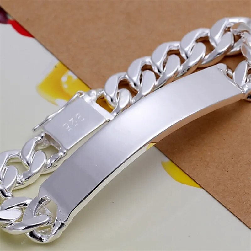 Charming Bracelet 925 Sterling Silver 10MM Chain Geometric Design for Men Best Price in Men Jewerly - 2023