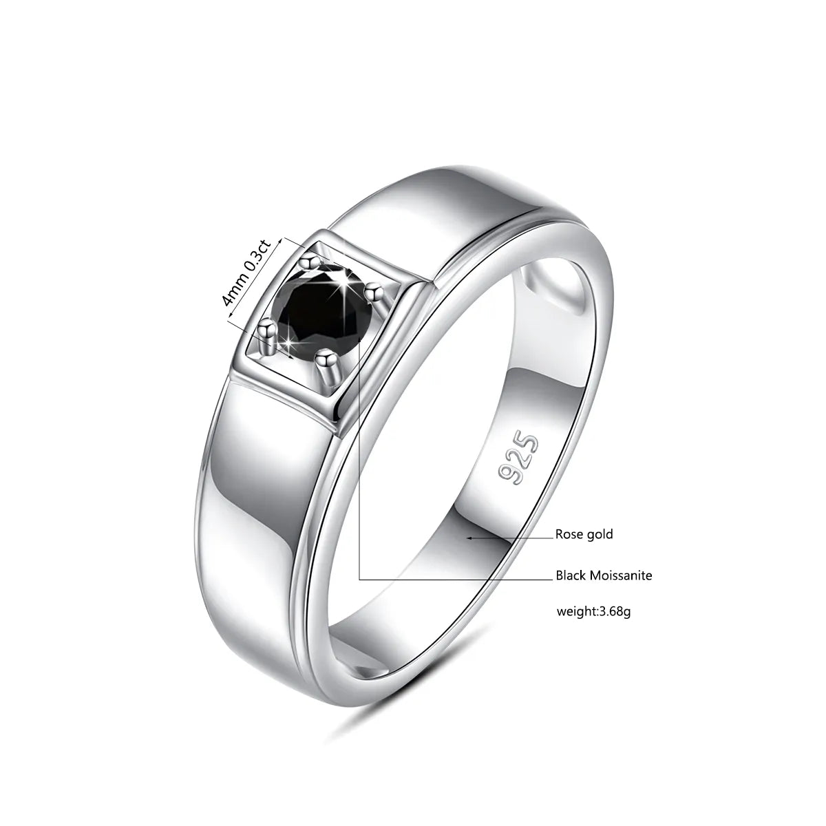 Black Moissanite Silver Ring for Men Best Price in Men Jewerly - 2023