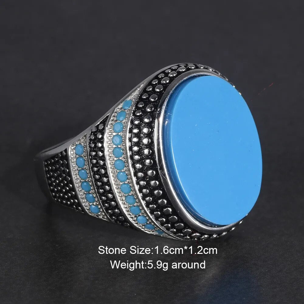 Silver 925 Men's Ring with Simulated Turquoise Best Price in Men Jewerly - 2023