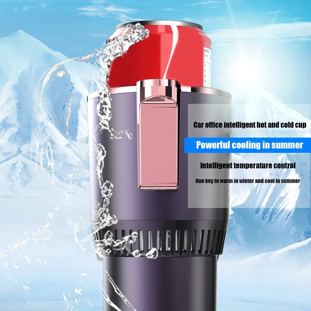 Car Smart Cooling Heating Car Cup Smart Beverage Mug Holder Car Office Cup Warmer Display 2 In 1 Beverage Bottle Can Cooler 12V