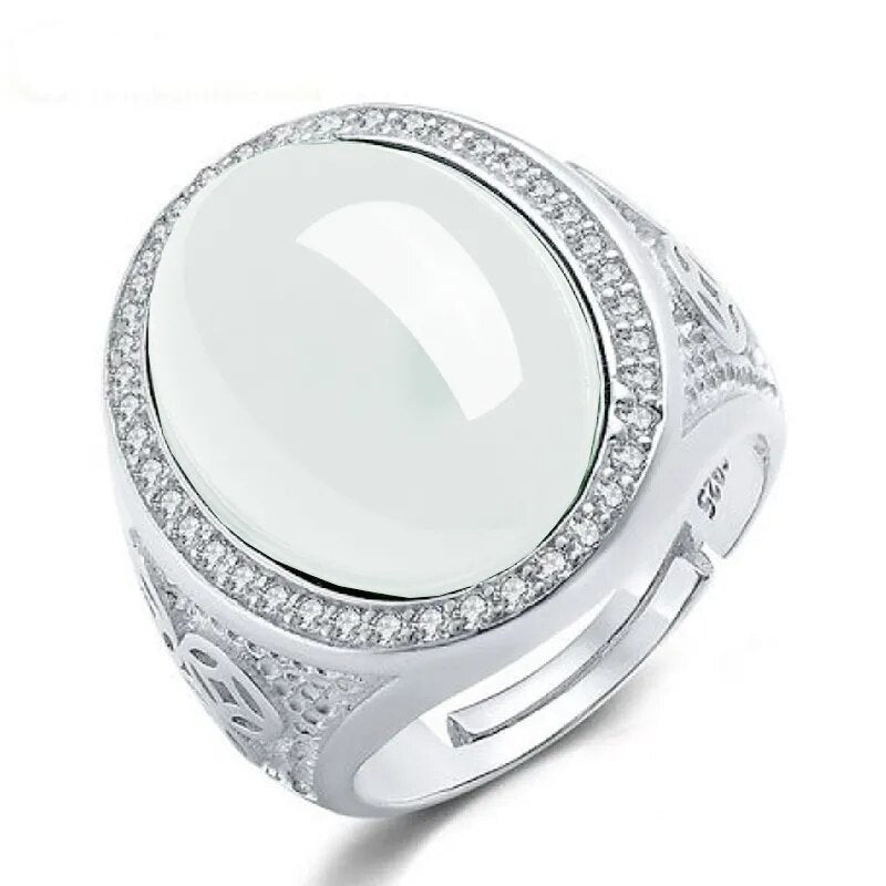 Top Grade Jade Oval Men's Ring in 925 Sterling Silver Best Price in Men Jewerly - 2023