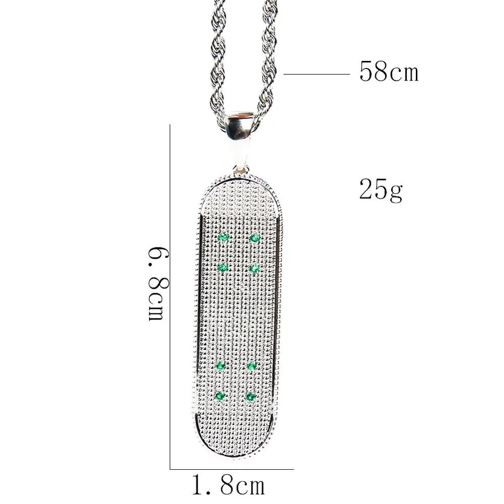 Stainless Steel Skateboard Necklace Hip Hop Pendant Best Price in Men Jewerly - 2023