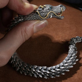 Vintage Men's 925 Sterling Silver Dragon Snake Bracelet Best Price in Men Jewerly - 2023