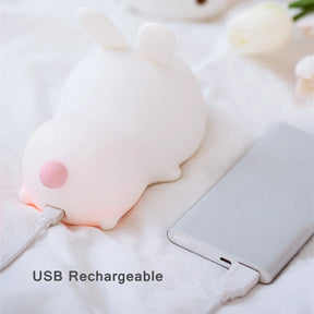 Touch Sensor RGB LED Rabbit Night Light 16 Colors USB Rechargeable Silicone Bunny Lamp for Children Baby Toy Festival Gift