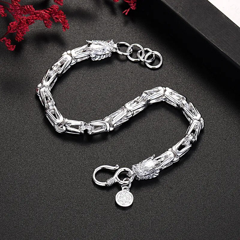 925 Sterling Silver Dragon Head Chain Bracelet for Men Best Price in Men Jewerly - 2023