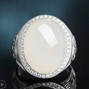 Top Grade Jade Oval Men's Ring in 925 Sterling Silver Best Price in Men Jewerly - 2023