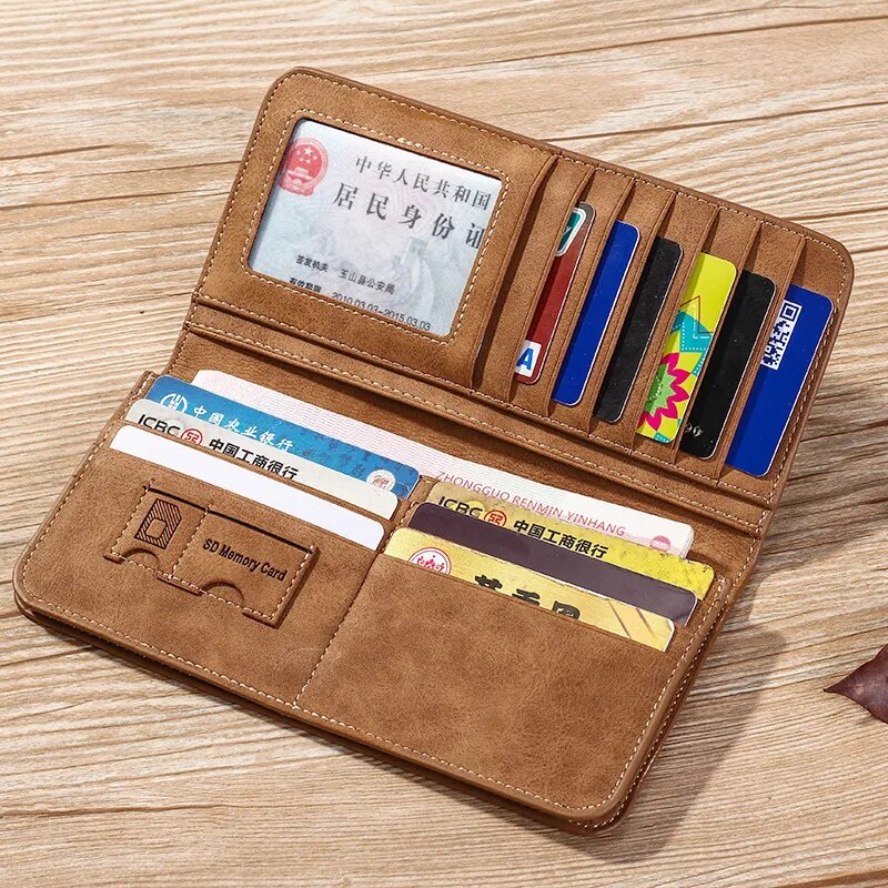 Men's Vintage PU Leather Long Wallet with Coin Pocket Best Price in Men Jewerly - 2023