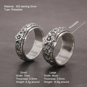 Rotatable Buddhism Ring Vintage Silver Ring Best Price in Men Jewerly - 2023