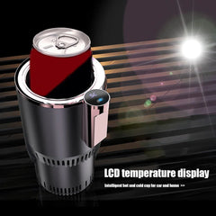 Car Smart Cooling Heating Car Cup Smart Beverage Mug Holder Car Office Cup Warmer Display 2 In 1 Beverage Bottle Can Cooler 12V