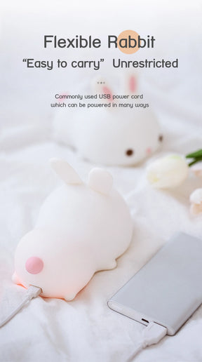 Touch Sensor RGB LED Rabbit Night Light 16 Colors USB Rechargeable Silicone Bunny Lamp for Children Baby Toy Festival Gift