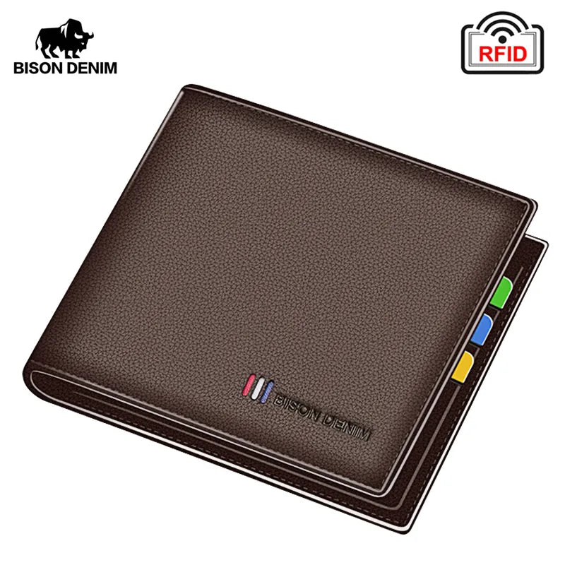 BISON DENIM Cow Leather Wallet Bifold RFID Blocking Best Price in Men Jewerly - 2023