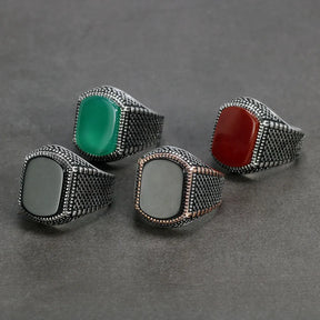 Turkey Jewelry 925 Sterling Silver Men's Ring with Natural Agate Best Price in Men Jewerly - 2023