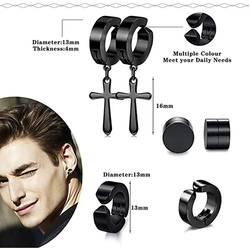 Stainless Steel Cross Pendant Dangle Earrings for Men Best Price in Men Jewerly - 2023