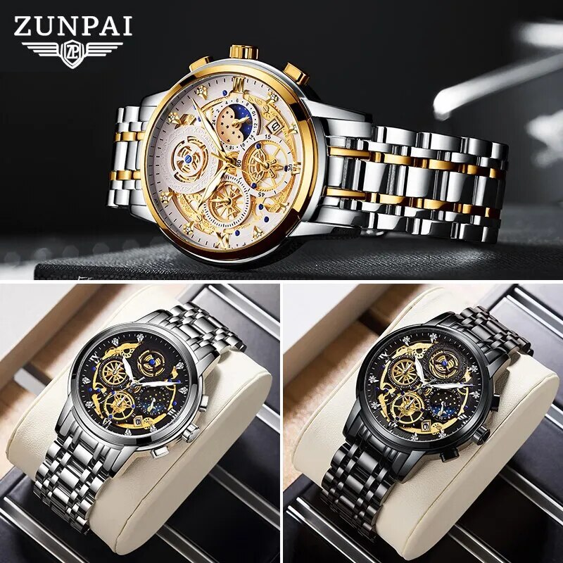 ZUNPAI Original Stainless Steel Quartz Watch for Men Best Price in Men Jewerly - 2023