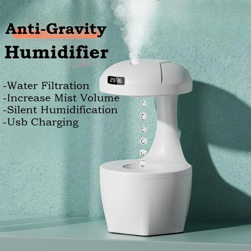 Anti Gravity Humidifiers for Home Bedroom Mini Cool Mist Ultrasonic Air Humidifier Water Drop Silent Humidifier with Night Light