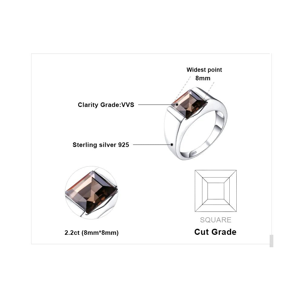 JewelryPalace Natural Smoky Quartz Sterling Silver Ring Best Price in Men Jewerly - 2023